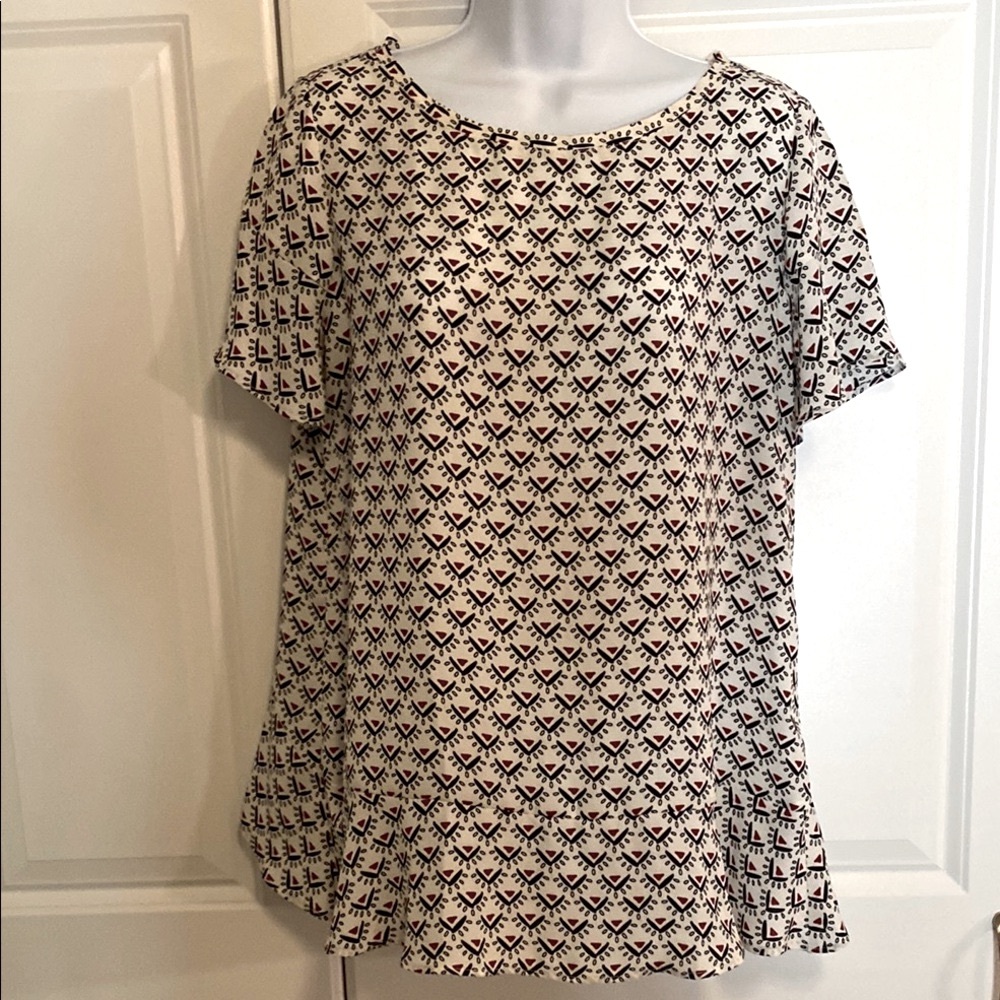 LOFT Cream Short Sleeve Boxy Blouse